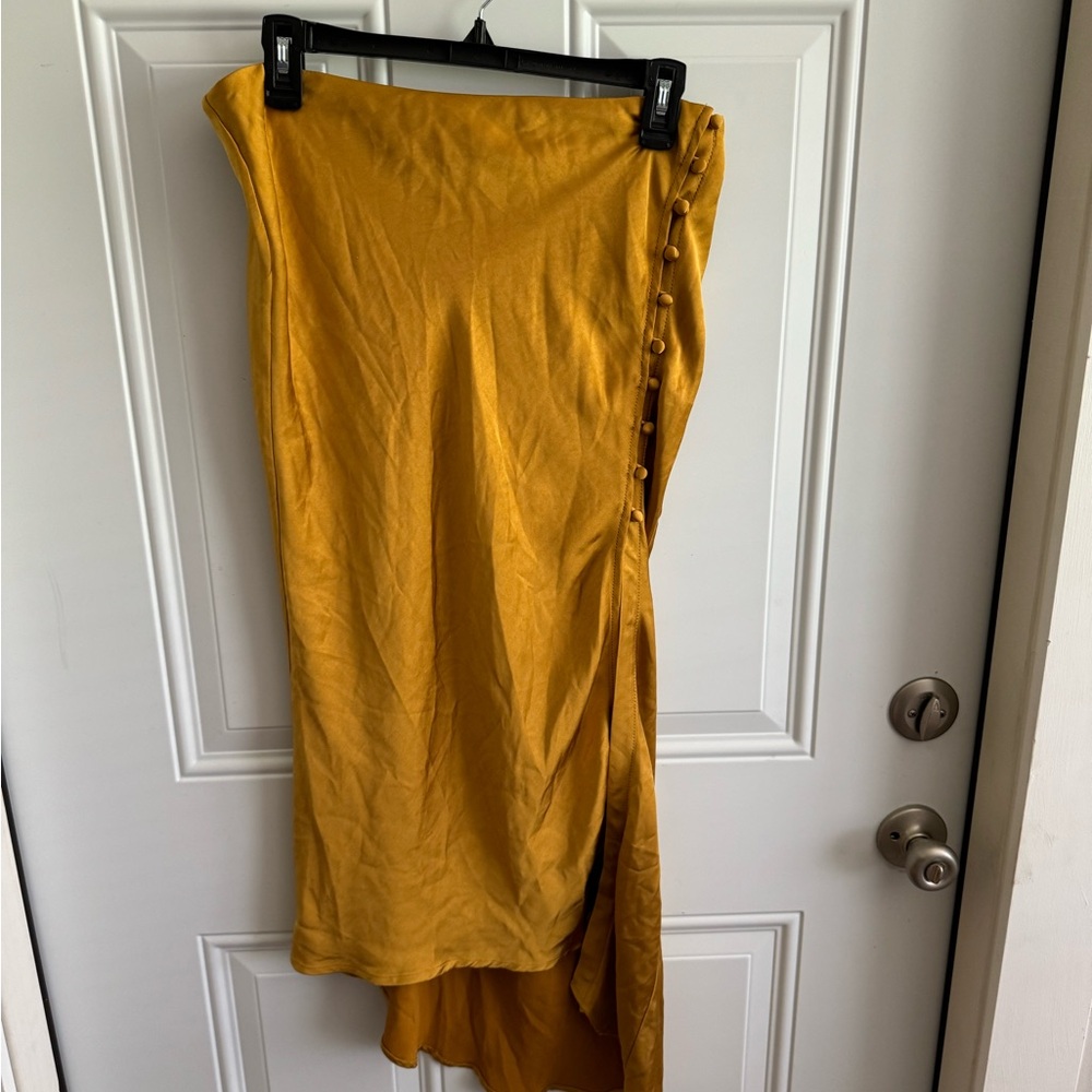 Asymmetrical Elegant Mustard Yellow Skirt